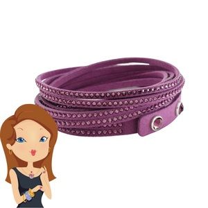 Touchstone Crystal Wrap-Star Bracelet, Amethyst Plum alcantara® Band 22" or 23"